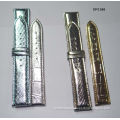 8mm - 24mm Silver / Gold Leather Wrist Watch Bands With Buckle, Pu Lining 3.8mm Thickness Customzied
